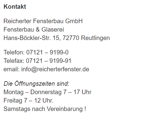 Fensterbau Reutlingen